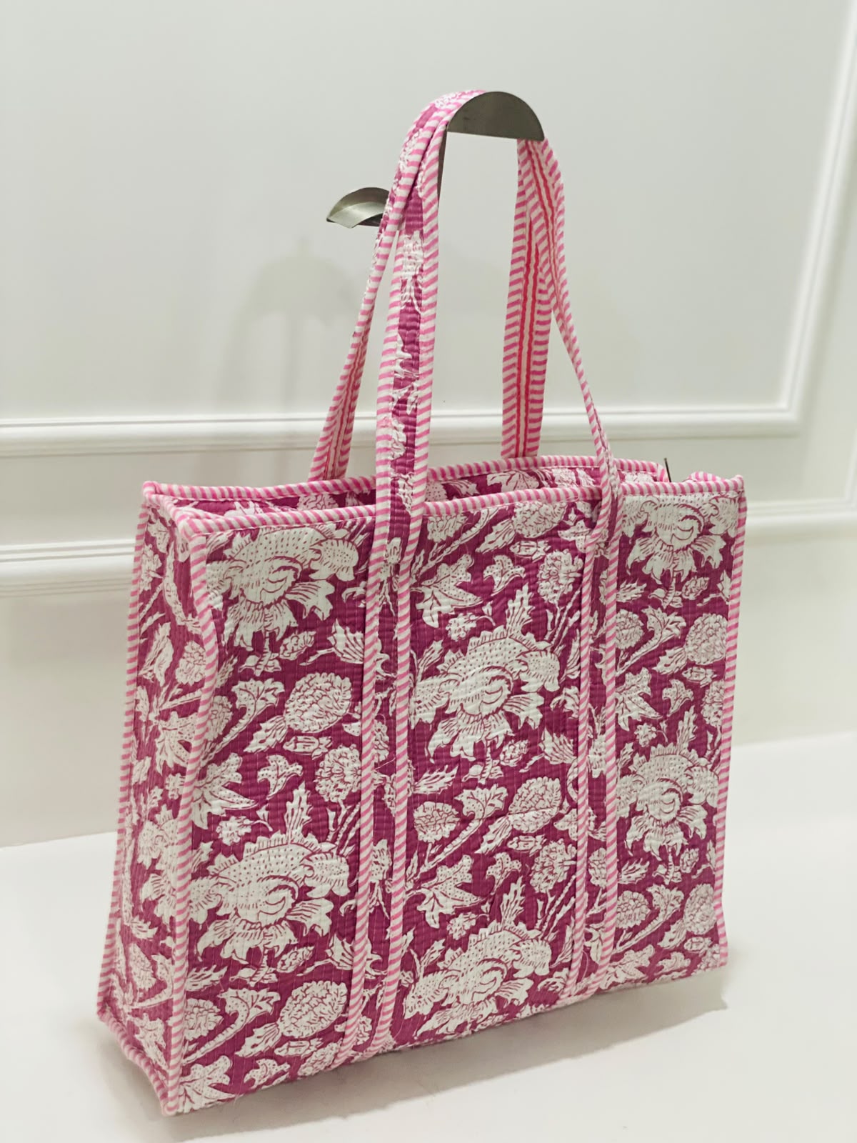 Pink Quilted Tote Bag