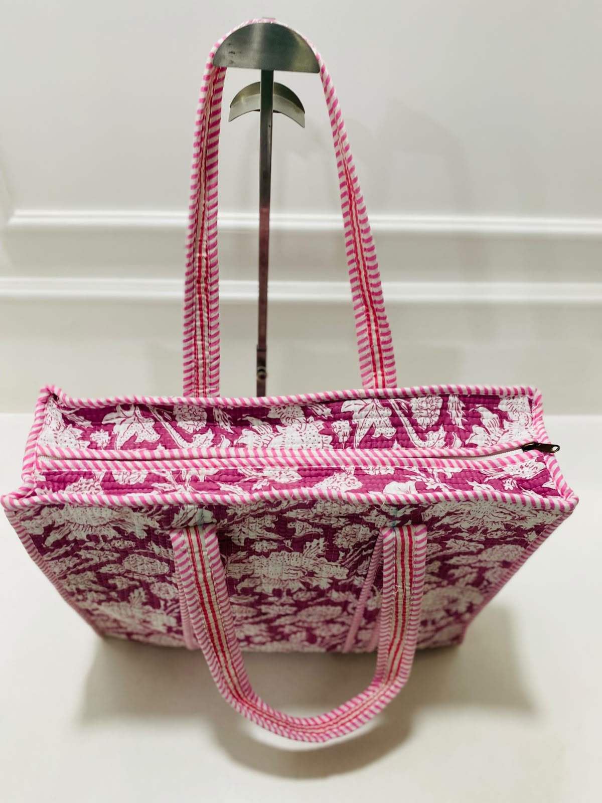 Pink Quilted Tote Bag