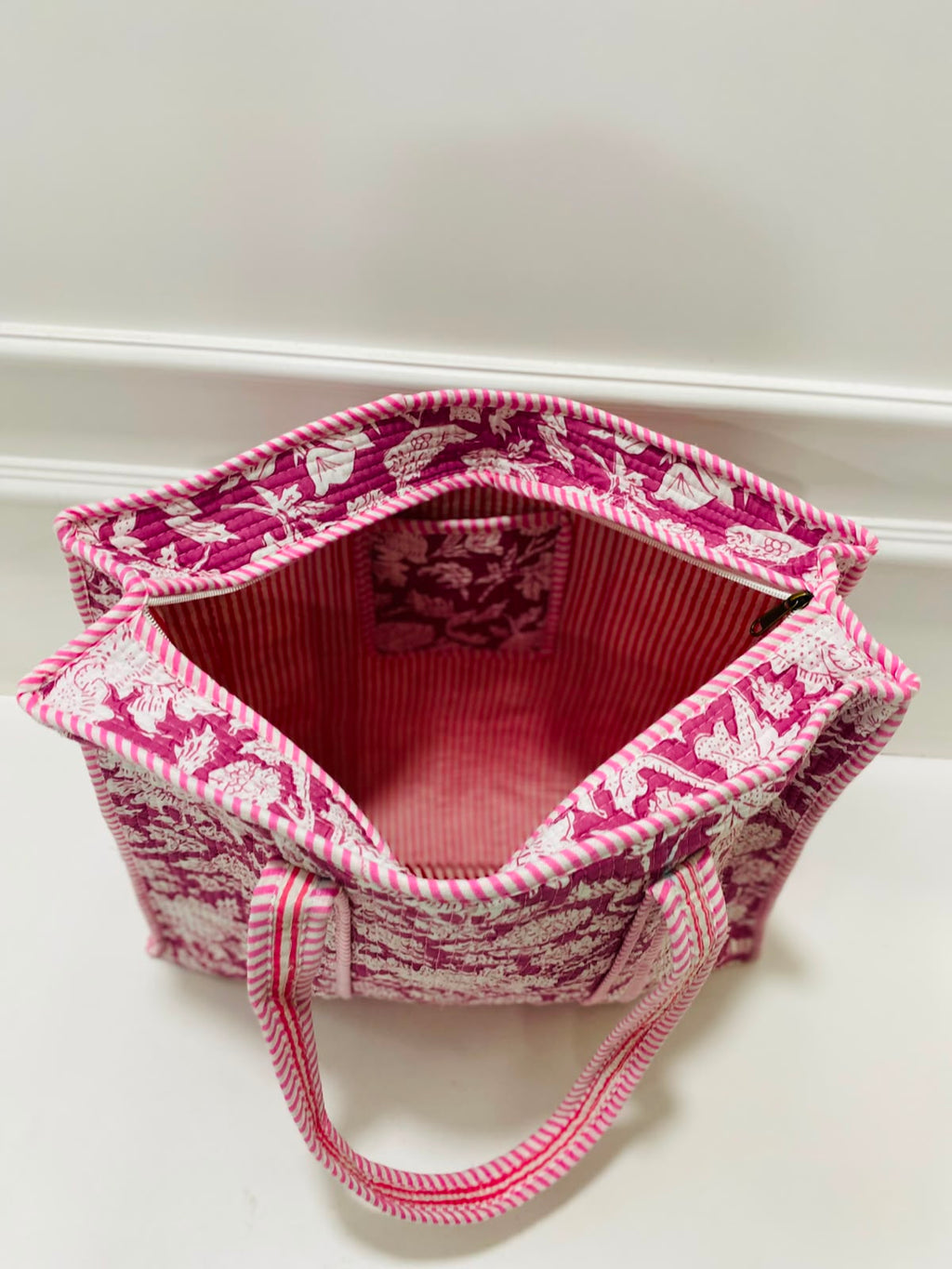 Pink Quilted Tote Bag
