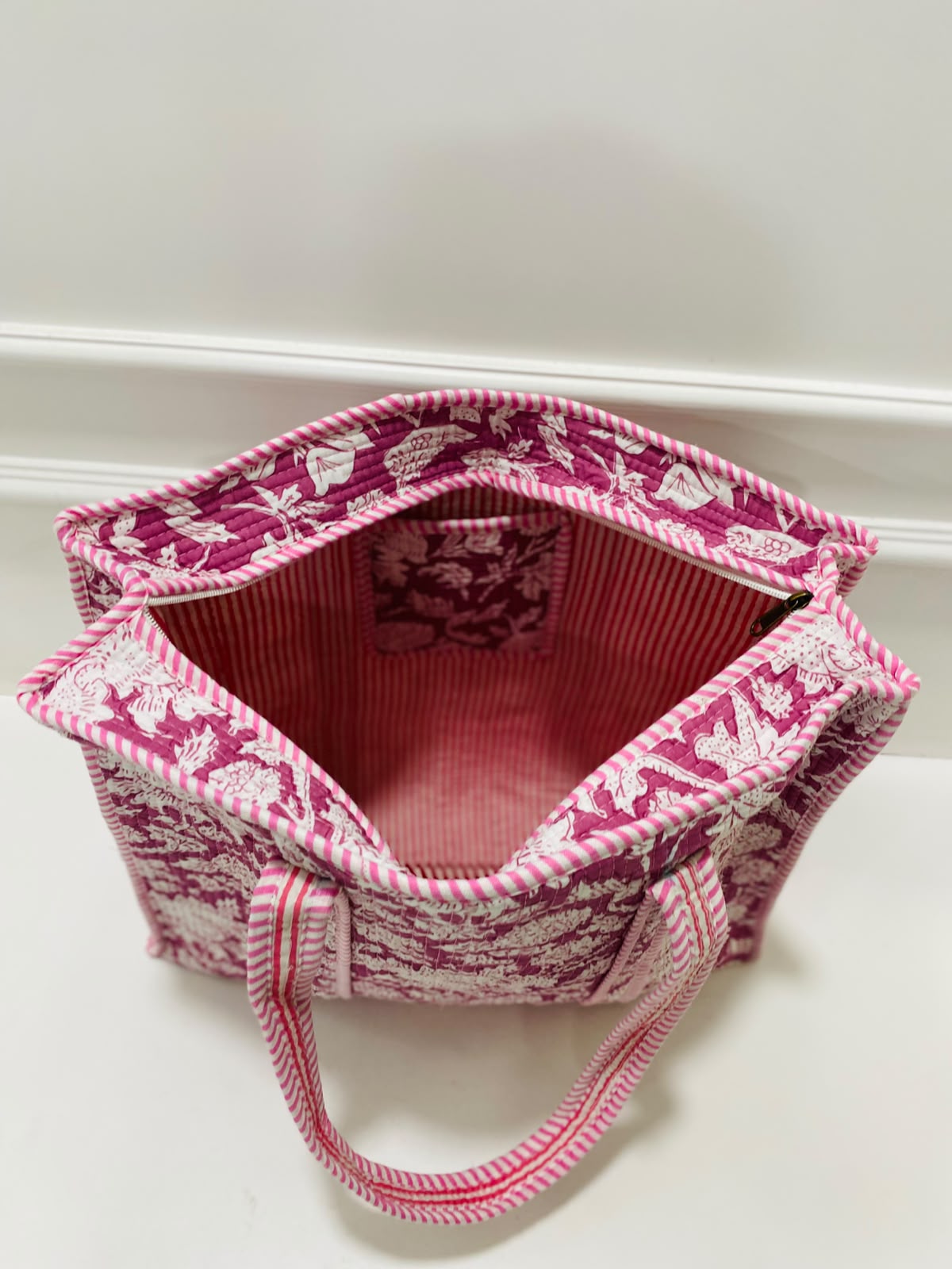 Pink Quilted Tote Bag