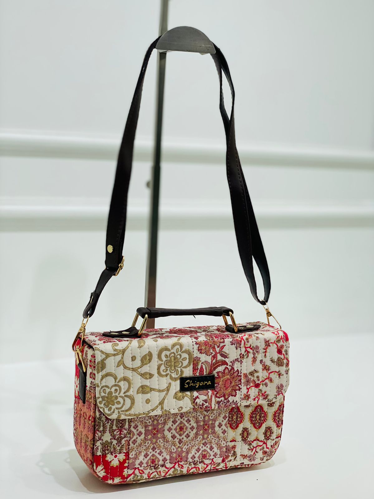 Ivory Red Floral Sling Bag