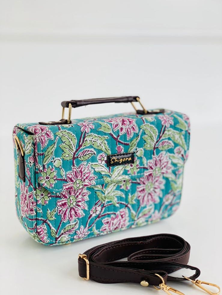 Aqua Floral Sling Bag