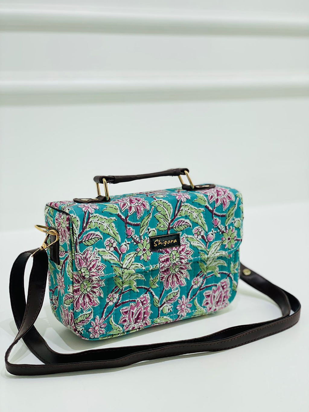Aqua Floral Sling Bag