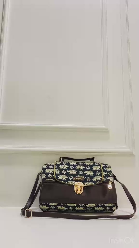 Indigo Elephant Large Satchel Bag