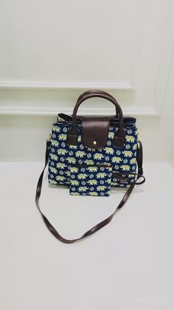 Indigo Elephant Triple Tier Bag