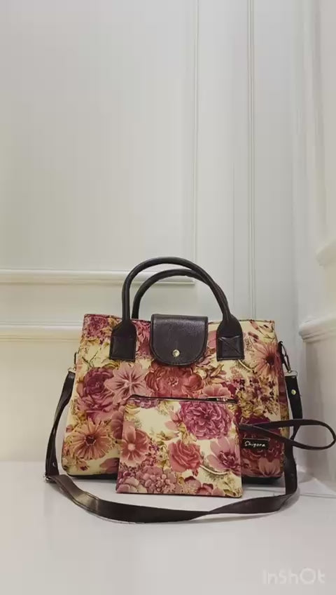 Pink Floral Triple Tier Bag