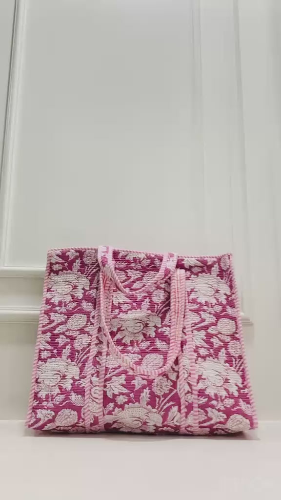 Pink Quilted Tote Bag