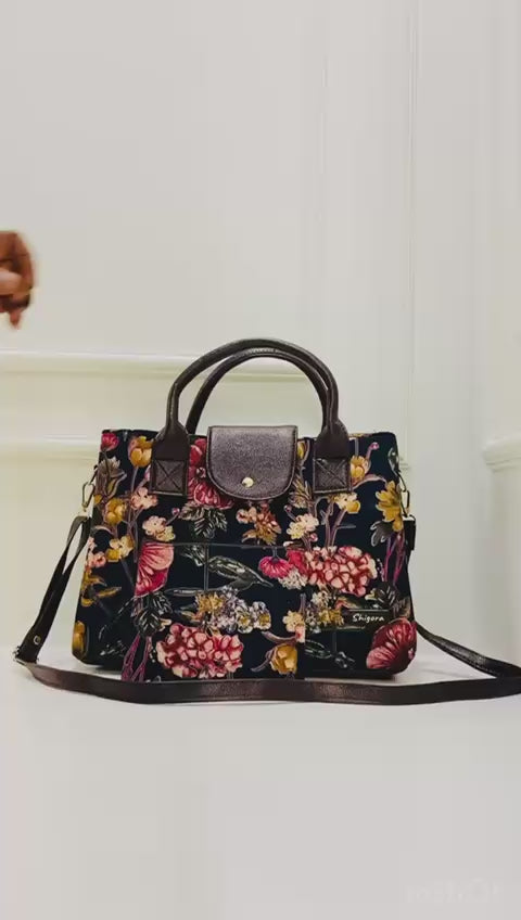Black  Floral Triple Tier Bag