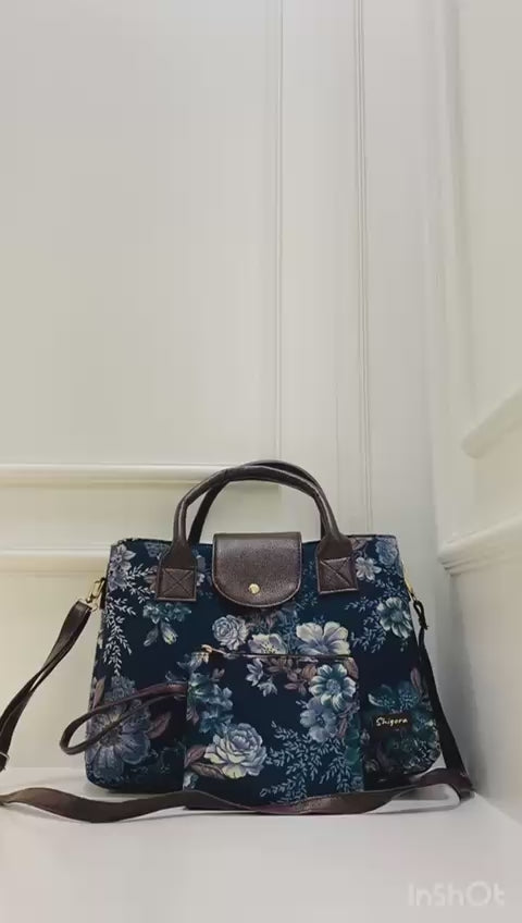 Blue Floral Triple Tier Bag