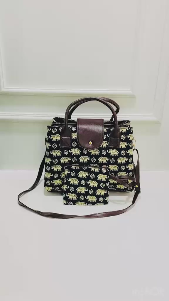 Black Elephant Triple Tier Bag