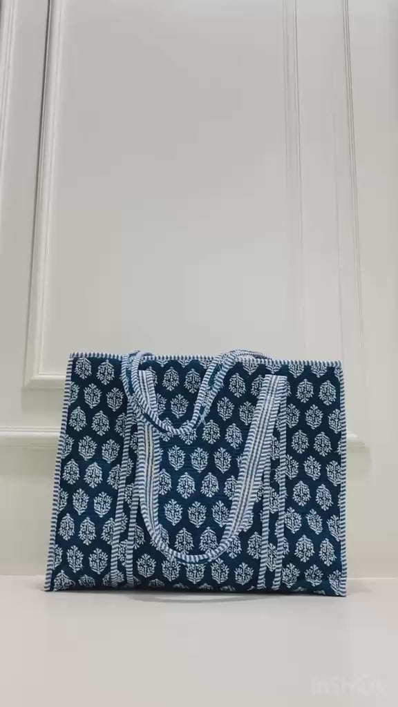 Indigo Quilted Tote Bag